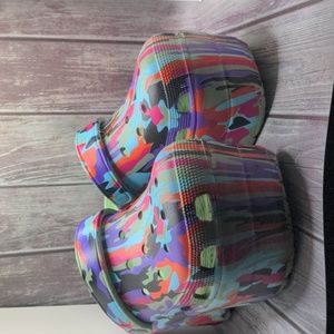 Women's Multi Color Camo Gardener Clogs Platform Sandals Shoes Size 8